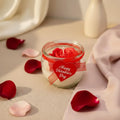 Red rose petal glass jar candle