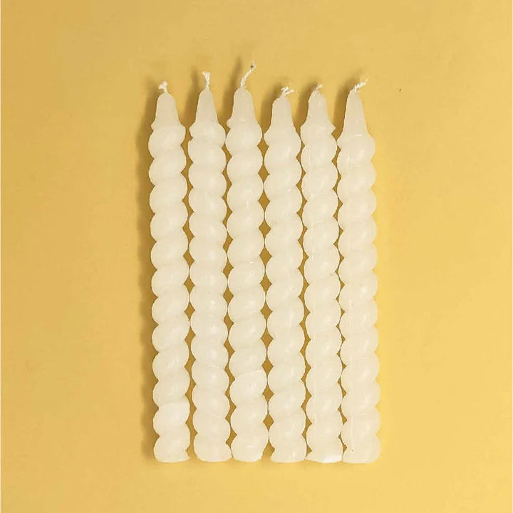 Cream bubble spiral taper candles (set of 6)